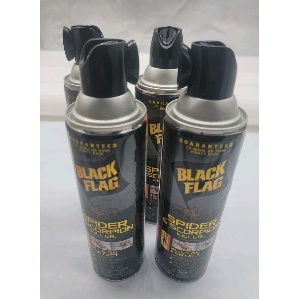 Lot of 4 Black Flag Spider and Scorpion Killer, Aerosol Cans 16oz Quick Ship!